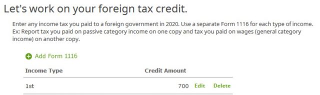 How to Enter 2024 Foreign Tax Credit Form 1116 in H&R Block