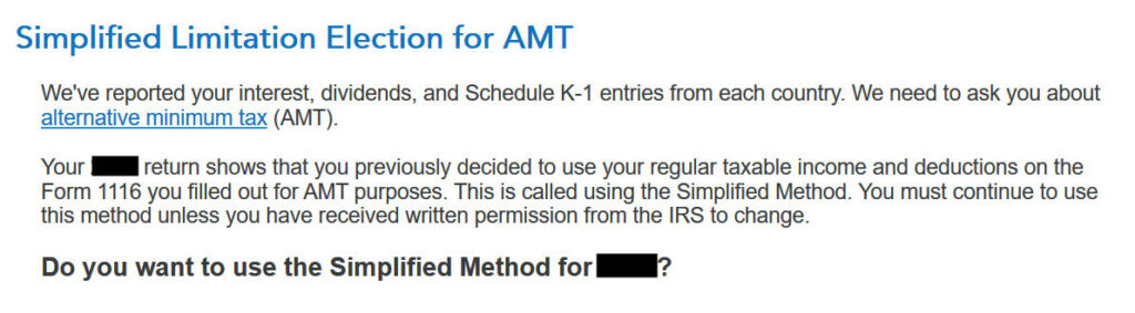 turbotax form 1116 date must be entered