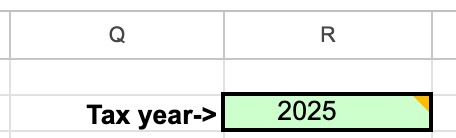 Set the year in cell R2