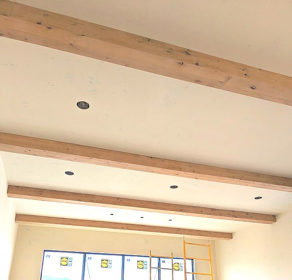 faux beams on the ceiling