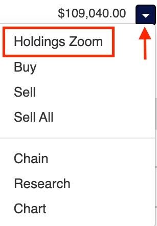 Holdings Zoom to show details of a holding